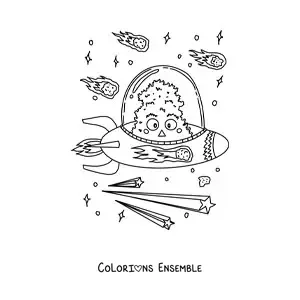 Coloriage d'un extraterrestre volant dans son vaisseau spatial