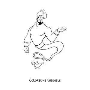 Coloriage d'un génie magique de la lampe