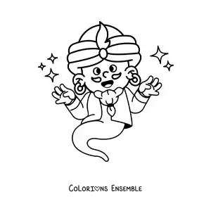 Coloriage d'un génie animé magique