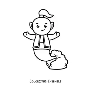 Image à colorier d'un génie animé