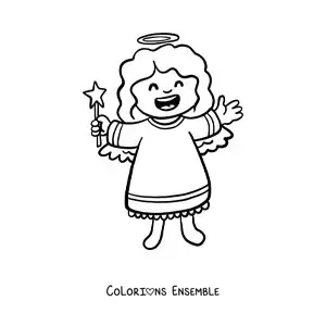 Image à colorier d'un ange féminin animé