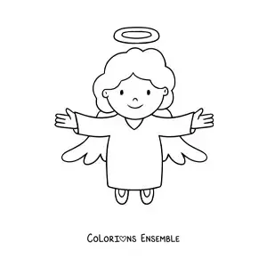 Image à colorier d'un ange facile en train de voler
