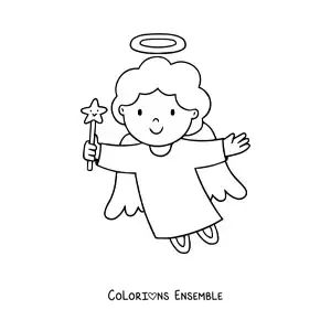 Image à colorier d'un ange simple en train de voler