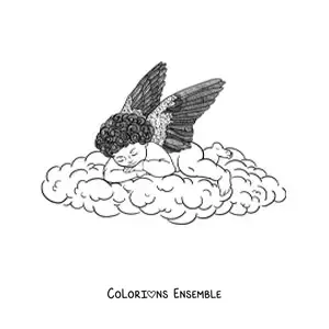 Image à colorier d'un bébé ange dormant dans le ciel