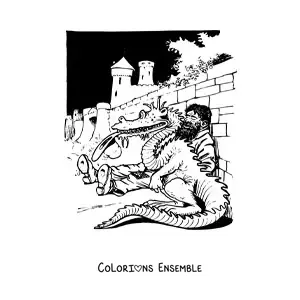 Image à colorier d'un géant endormi auprès d'un dragon