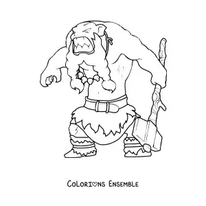 Image à colorier d'un géant de glace animé