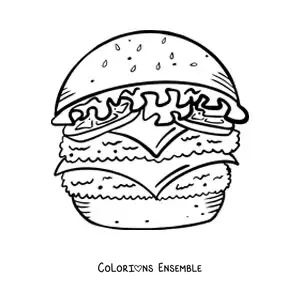 Image à colorier d'un hamburger double