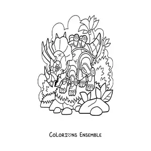 Image à colorier d'un tricératops robot