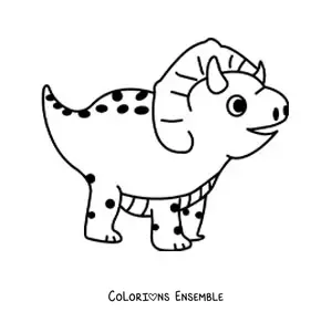 Image à colorier d'un grand tricératops de profil