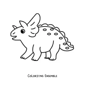 Image à colorier d'un tricératops facile de profil