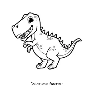 Image à colorier d'un bébé tyrannosaure rex tout mignon
