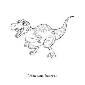 Image à colorier d'un tyrannosaure rex en dessin animé