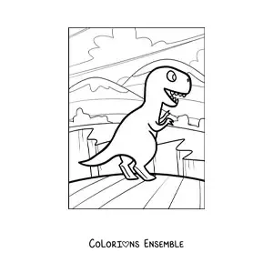 Image à colorier d'un tyrannosaure rex simple en dessin