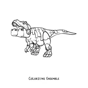 Image à colorier d'un tyrannosaure rex robot