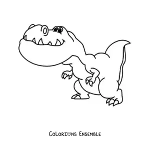 Image à colorier d'un T-Rex en dessin animé