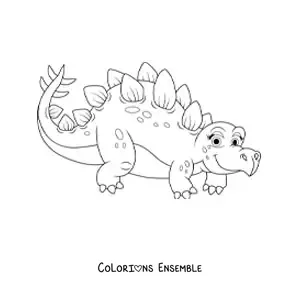 Image à colorier d'un dinosaure terrestre en dessin animé