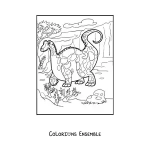 Image à colorier d'un dinosaure terrestre géant