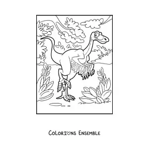 Image à colorier d'un dinosaure terrestre avec des ailes