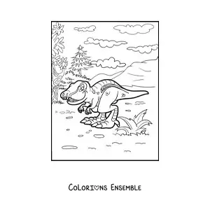 Image à colorier d'un dinosaure terrestre avec de grandes pattes