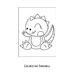 Image à colorier d'un tendre bébé dinosaure assis