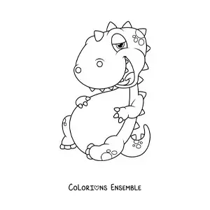 Image à colorier d’un bébé dinosaure en dessin animé