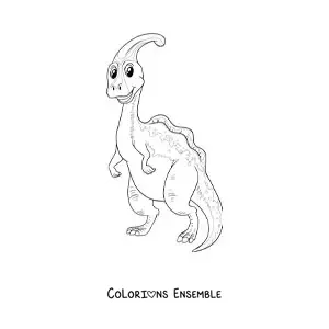 Image à colorier d’un tendre dinosaure herbivore