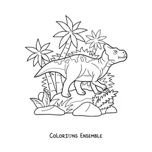 Image à colorier d’un Leptoceratops herbivore en dessin animé