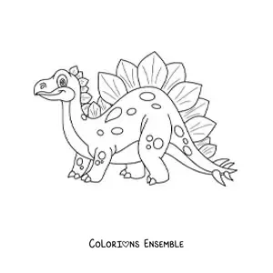 Image à colorier d’un stégosaure en dessin animé