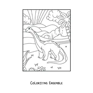 Image à colorier d’un Brontosaurus herbivore en dessin animé