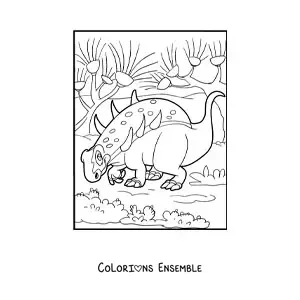 Image à colorier d’un Sauropelta herbivore en dessin animé