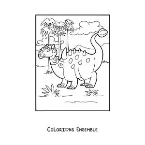 Image à colorier d’un Euoplocephalus herbivore en dessin animé