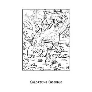 Image à colorier d’un Kentrosaurus herbivore en dessin animé