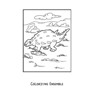 Image à colorier d’un dinosaure Gastonia herbivore en dessin animé