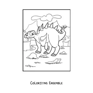 Image à colorier d’un dinosaure Paranthodon herbivore en dessin animé
