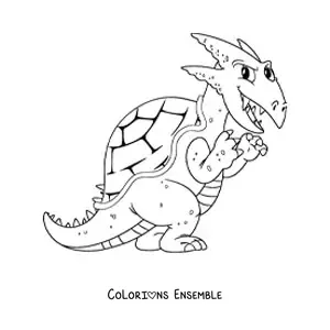 Image à colorier d’un dinosaure herbivore en dessin animé