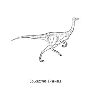 Image à colorier d’un dinosaure herbivore qui court