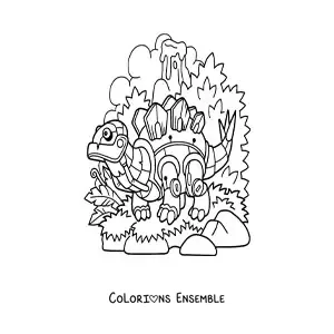 Image à colorier d’un dinosaure herbivore robot