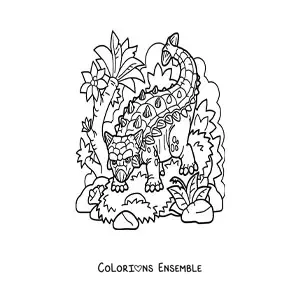 Image à colorier d’un dinosaure herbivore dangereux
