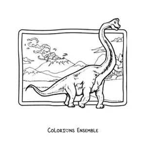Image à colorier d’un dinosaure Brachiosaurus réaliste