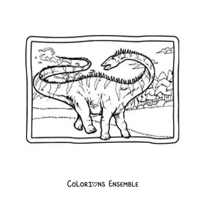 Image à colorier d’un dinosaure Diplodocus réaliste