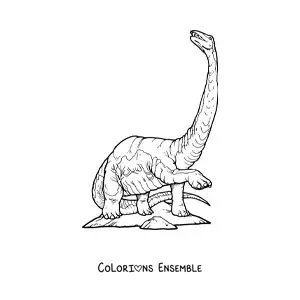 Image à colorier d’un dinosaure réaliste au long cou et à la longue queue