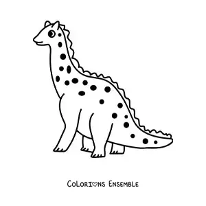 Image à colorier d’un grand dinosaure au long cou tout mignon