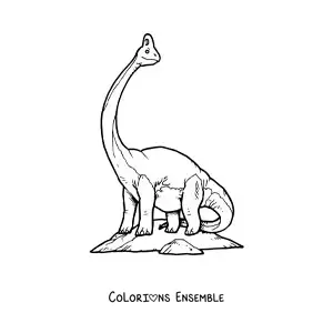 Image à colorier d’un dinosaure Brachiosaurus au long cou