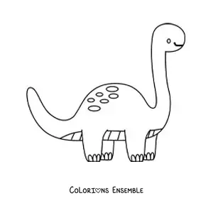 Image à colorier d’un dinosaure au long cou en dessin animé