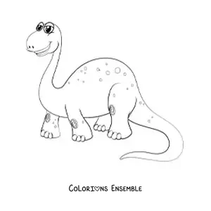 Image à colorier d’un dinosaure au long cou en dessin animé