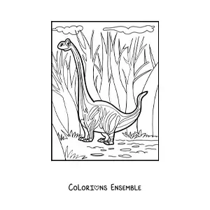 Image à colorier de la hauteur d’un dinosaure au long cou