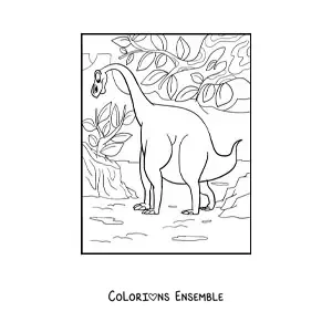Image à colorier d’un dinosaure au long cou géant