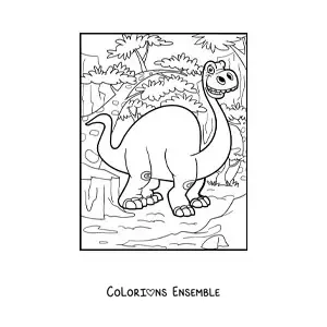 Image à colorier d’un très grand dinosaure au long cou