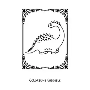 Image à colorier d’un joli dinosaure au long cou en dessin animé