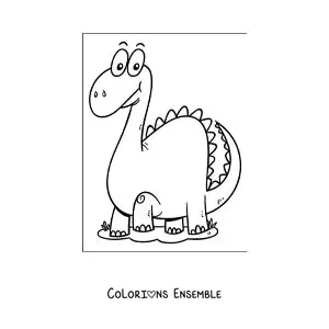 Image à colorier d’un grand dinosaure au long cou en dessin animé
